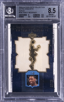 2003-04 UD "Exquisite Collection" Extra Exquisite Duals #TM Tracy McGrady Dual Jersey Card (#19/25) - BGS NM-MT+ 8.5